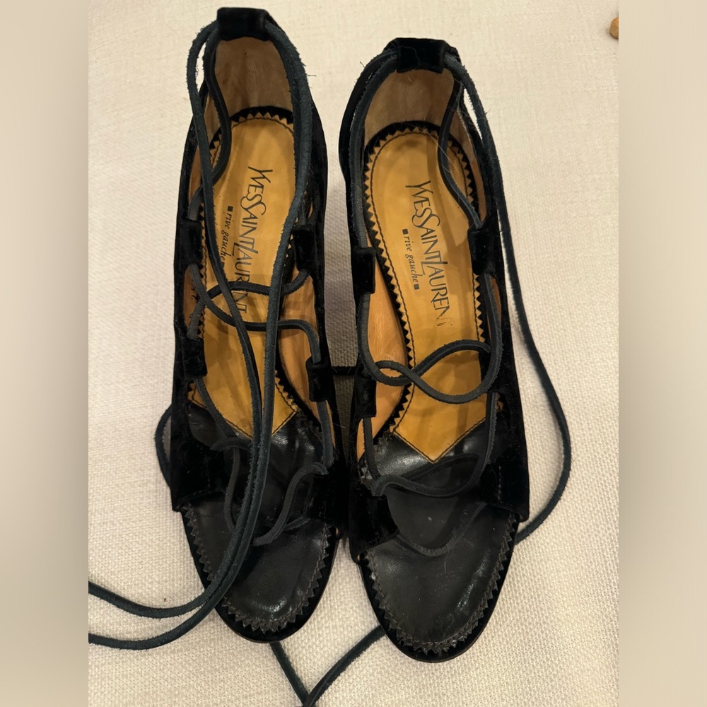 Tom Ford for Yves Saint Laurent black velvet heels - Picture 3 of 4